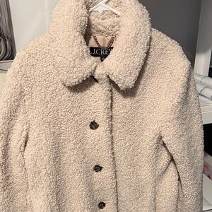 Jcrew L Cozy Cream Sherpa Jacket MINT